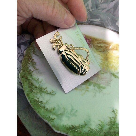 Golfing Brooch Pin Artisan Golf Bag & Clubs Fashion Jewelry - Picture 7 of 15